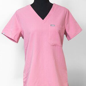 FIGS Womens Light Pink Catarina One-Pocket Scrub Top